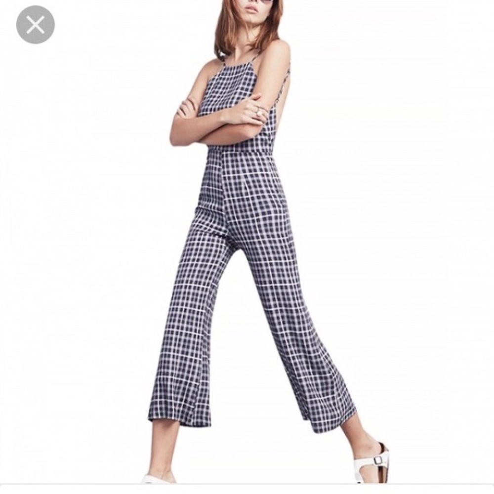 Reformation plaid backless jumpsuit